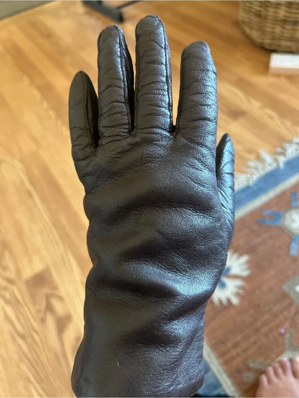 Women's VTG Dark Brown 10% real genuine Leather Gloves by FOWNES vintage 7.5